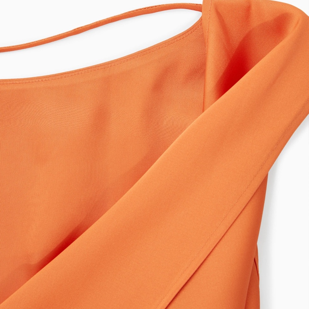COS Orange Draped Open Back Mini Dress - Picture 5 of 11